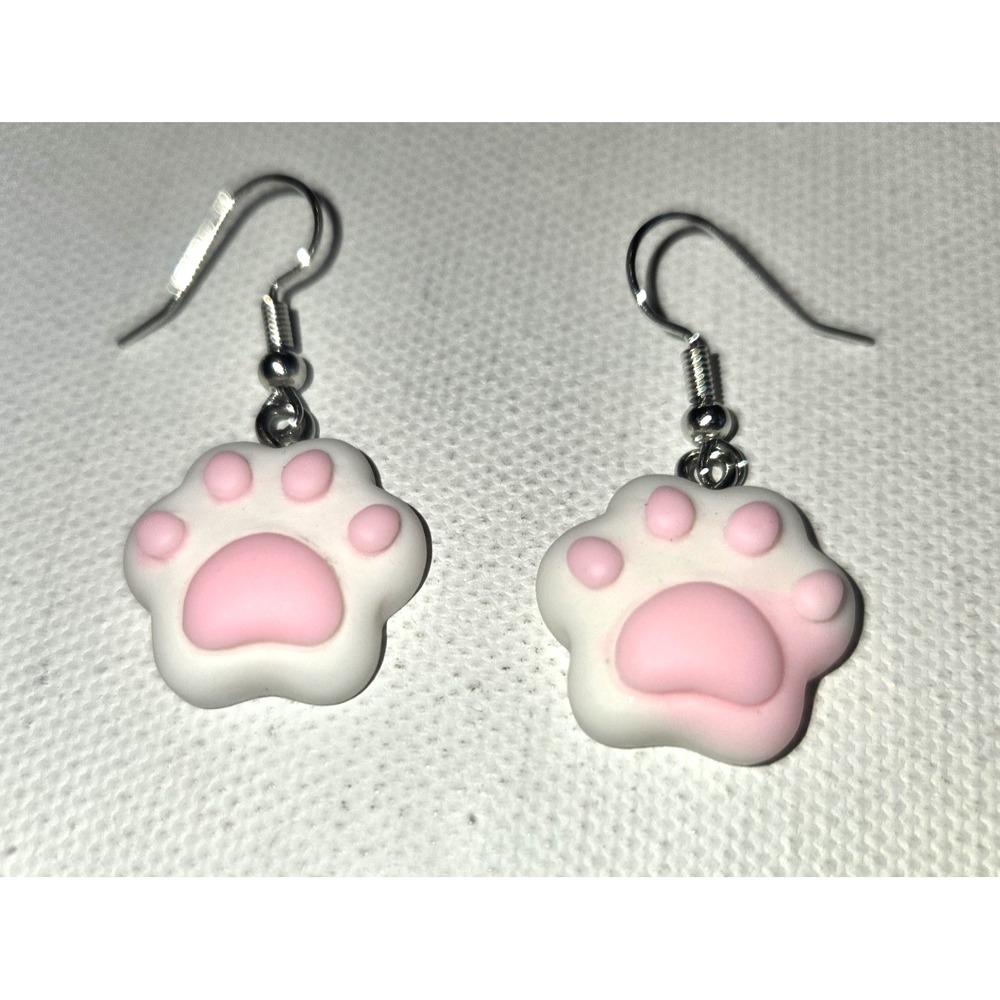Pink Puppy Paws Dangling Earrings